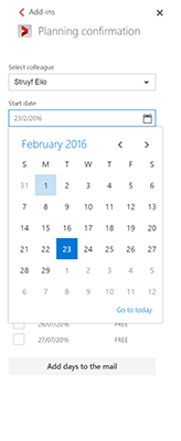 Outlook add-in - date selection