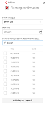 Outlook add-in - free days overview
